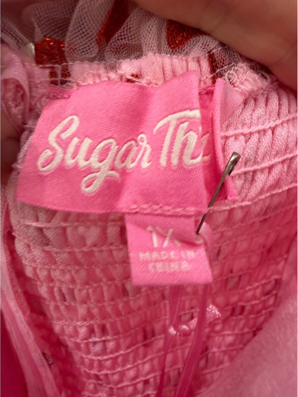 NWT 1x Sugar Thrillz Pink Heart Print Mesh Dress with Corset Detail - Picture 6 of 13